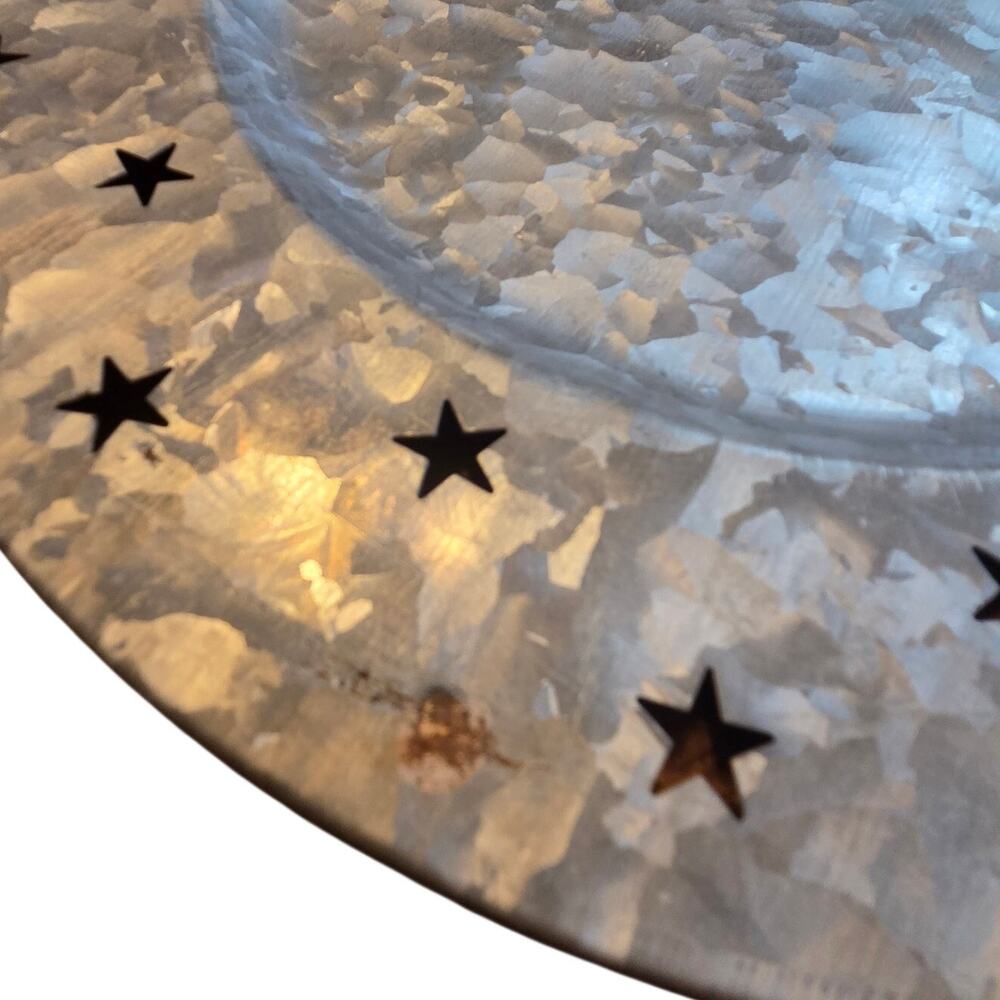 Americana Rustic Galvanized Dinner Plate Chargers Platters Star Design 10 Piece - Picture 7 of 7